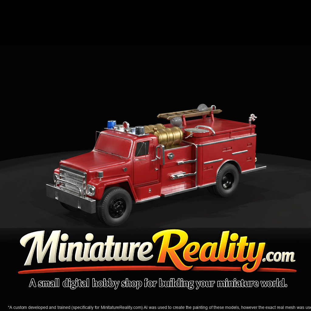 Red Fire Truck miniature, three-quarter view