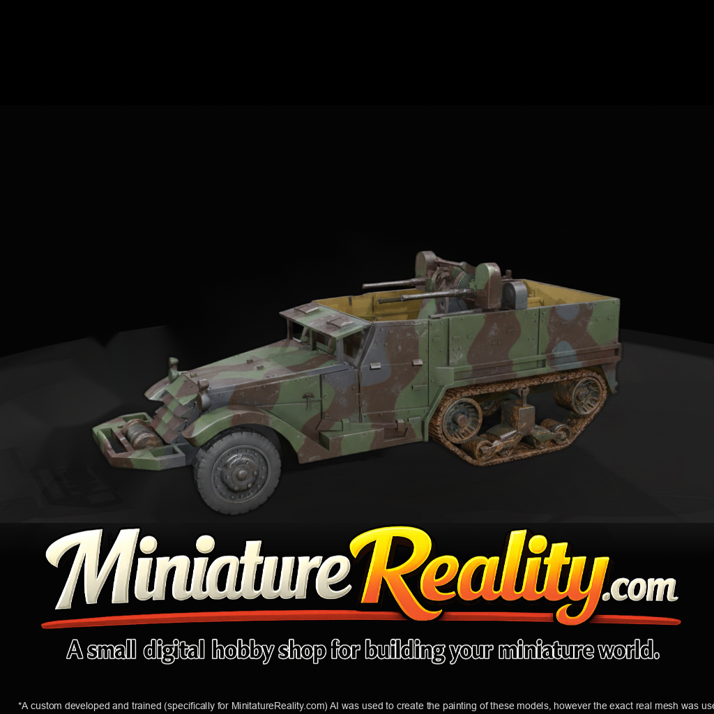 M3 Half-Track Anti-Aircraft miniature, three-quarter view