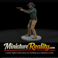 Modern Police Officer Aiming Sidearm — thumbnail 1