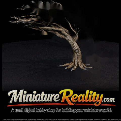 Stylized Wind‑Bent Dead Tree