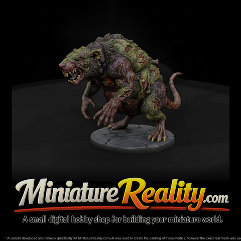 Plague Hide Rat Beast miniature, three-quarter view