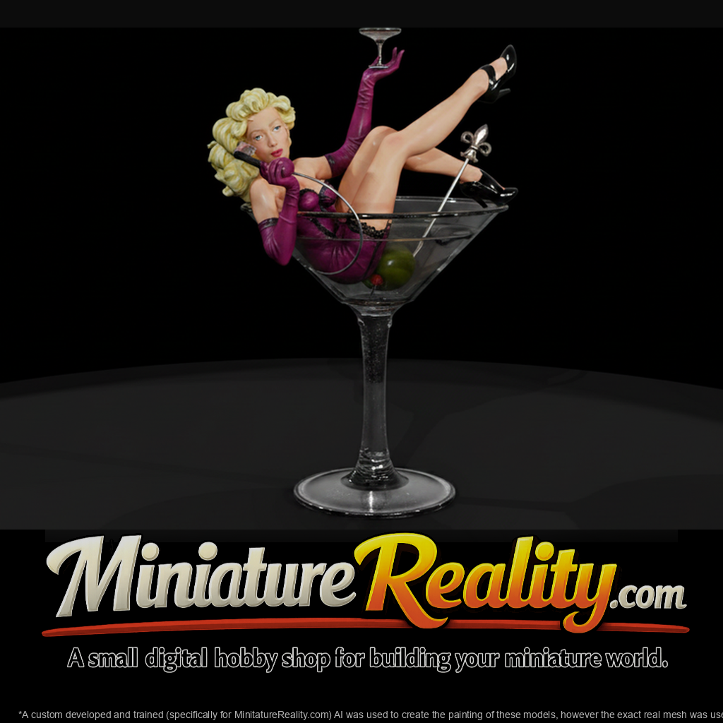 Pin-Up Girl Reclining in a Martini Glass