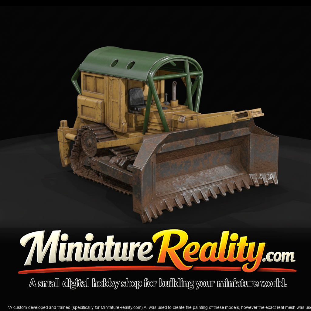 Bulldozer - Construction Vehicle miniature, three-quarter view