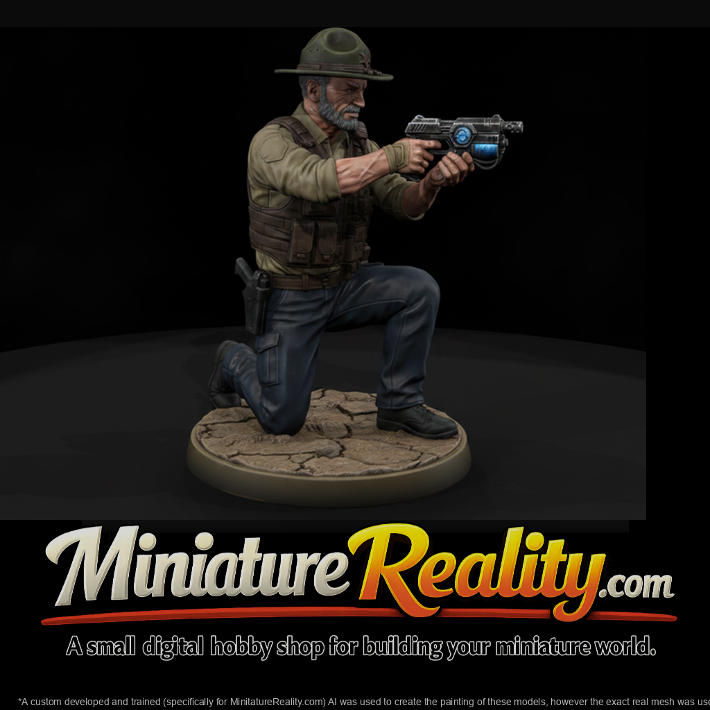 Frontier Lawman Kneeling with Energy Pistol