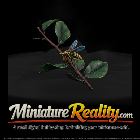 stylized-low-poly-wasp-on-leafy-twig-diorama-accent-595390