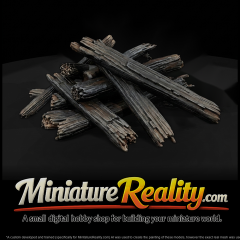 Charred Campfire Log Pile — & Railroad Prop
