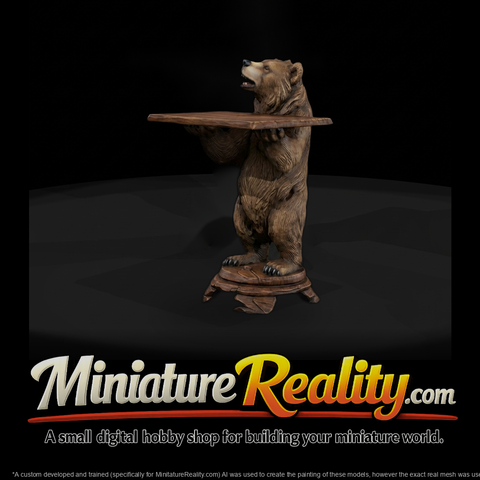 Stylized Carved Bear Accent Table — Serving Table
