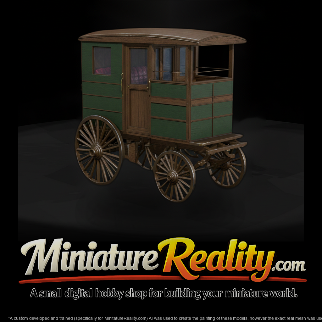 Low Poly Enclosed Vintage Horse Drawn Carriage 3D