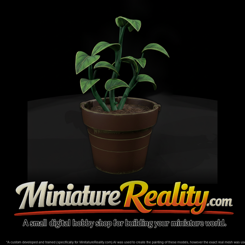 Stylized Large Potted Houseplant