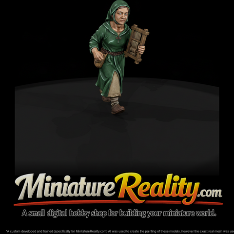 Medieval Market Weaver Figure, three-quarter view