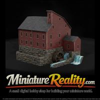 Red Grist Mill Water Wheel miniature, three-quarter view — thumbnail 1