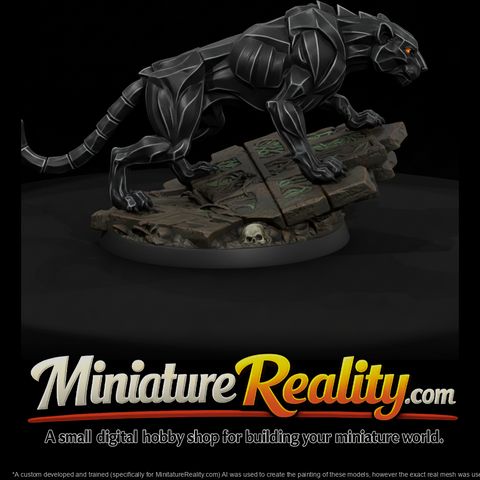 Obsidian Panther Prowling Creature miniature, three-quarter view
