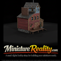 Weathered Wooden Building miniature, three-quarter view — thumbnail 1