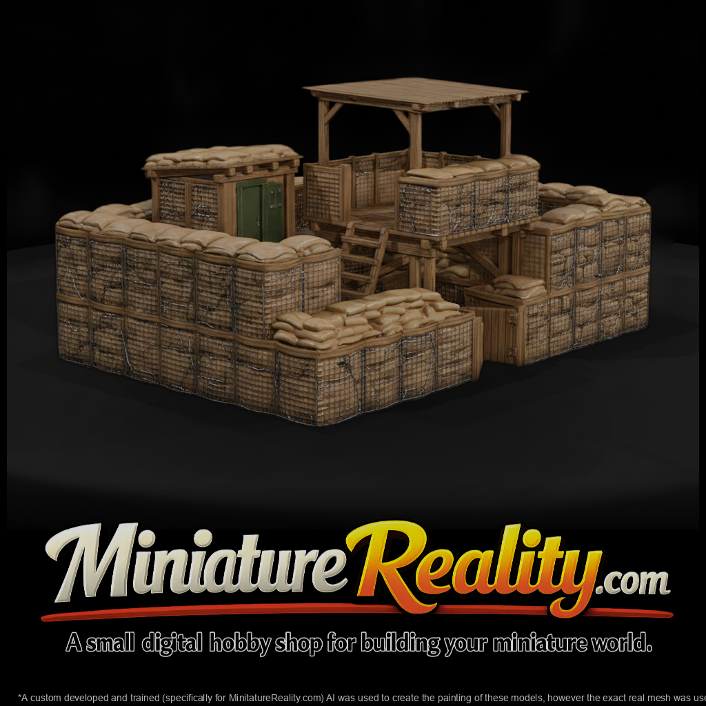 Mil 036 Modern Desert Hesco Barrier Guard Post