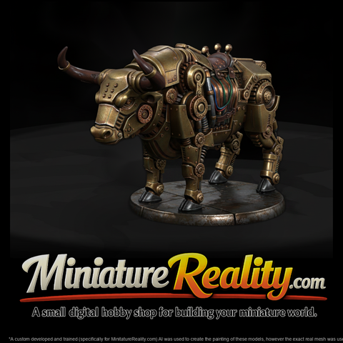 Steampunk Mechanical Bull miniature, three-quarter view