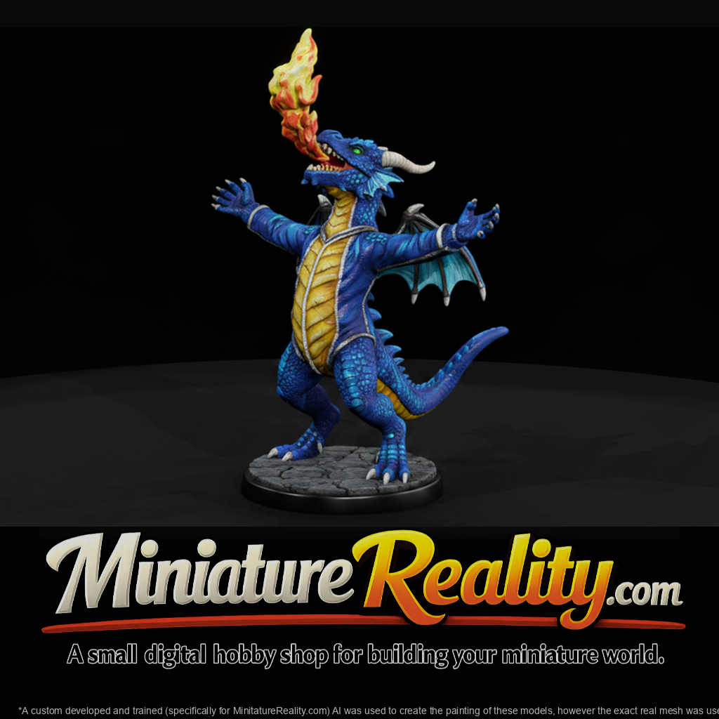 Fire-Breathing Blue Dragon Mascot