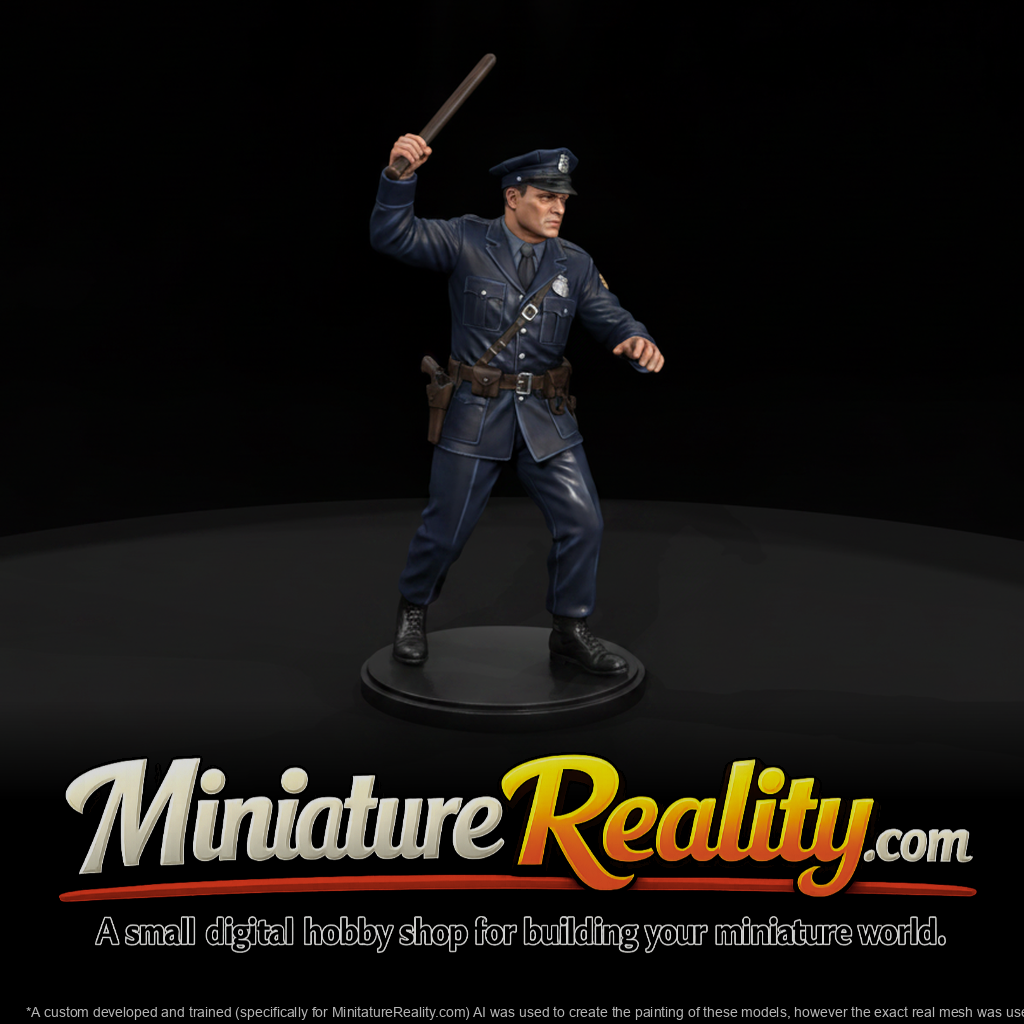1950s Patrolman Swinging a Nightstick
