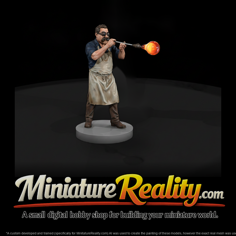 Glassblower Shaping a Molten Gather