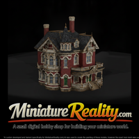 Red Brick Victorian Turret House miniature, three-quarter view — thumbnail 1