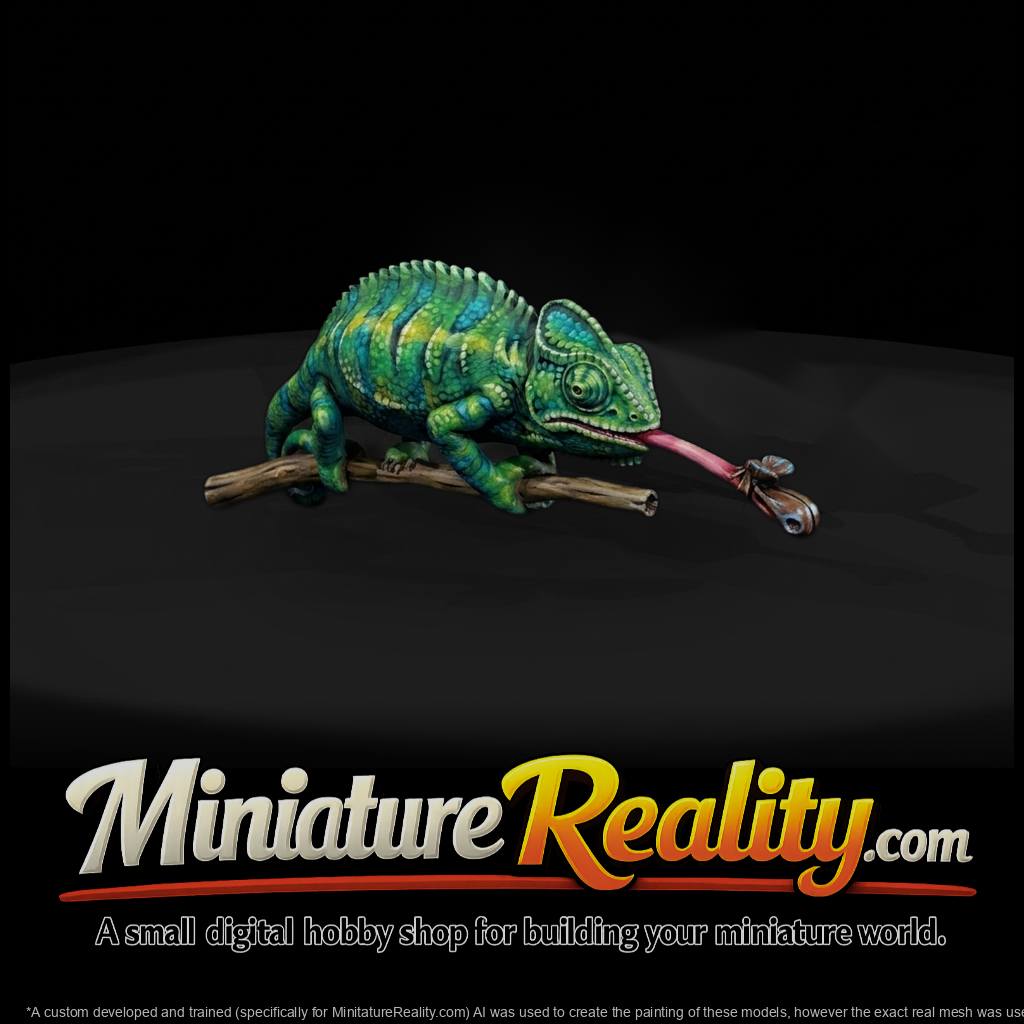 Stylized Chameleon on Branch — Figurine