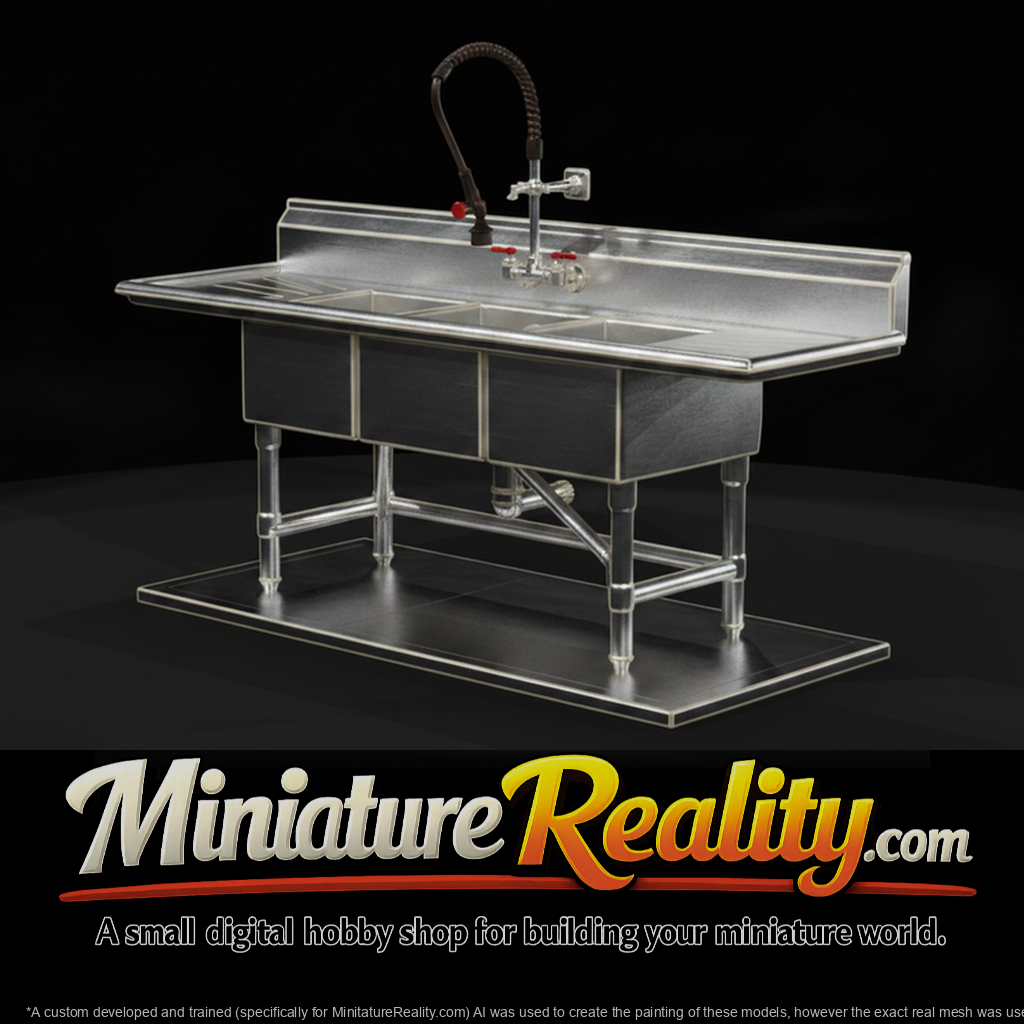 Three-Compartment Commercial Kitchen Sink