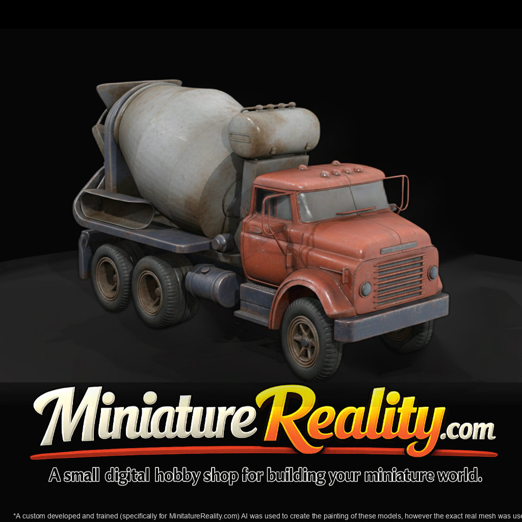 Cement Mixer Truck miniature, three-quarter view