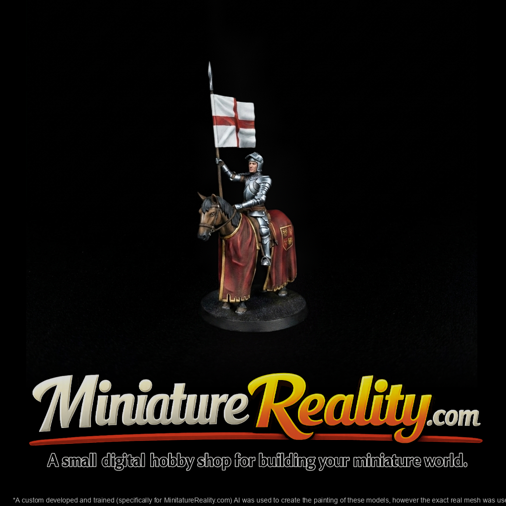Medieval Mounted Knight in Full Plate Armor
