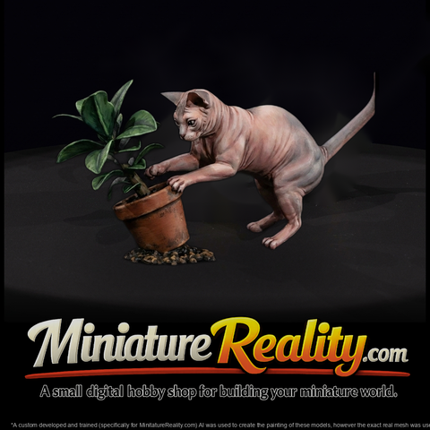 Stylized Cat Tipping Plant Pot