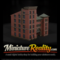 Red Brick Factory Building miniature, three-quarter view — thumbnail 1