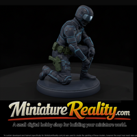 Futuristic Police Officer Kneeling — thumbnail 1