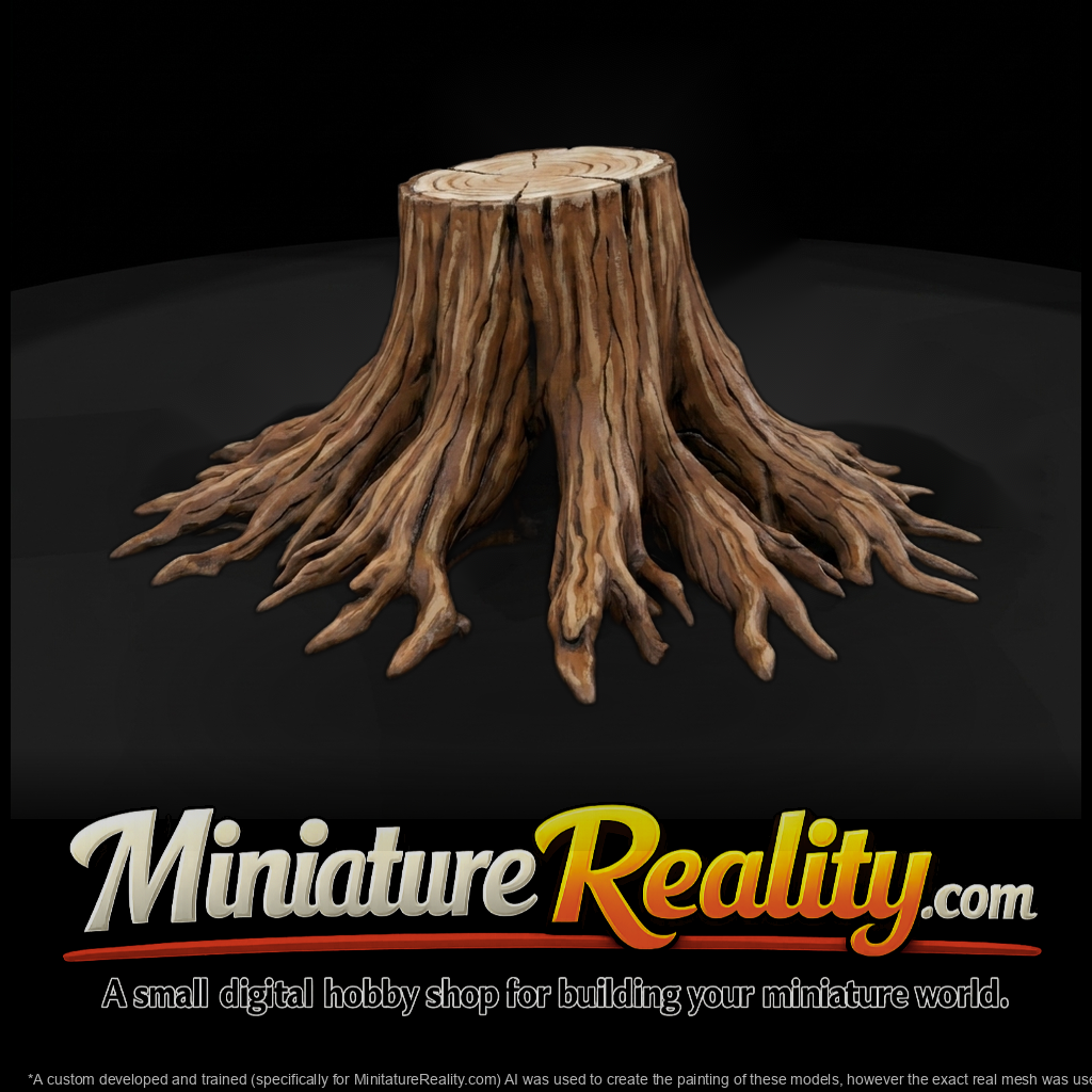 Tree Stump with Exposed Roots — & Railway Prop