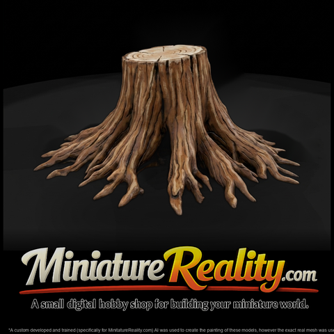 Tree Stump with Exposed Roots — & Railway Prop