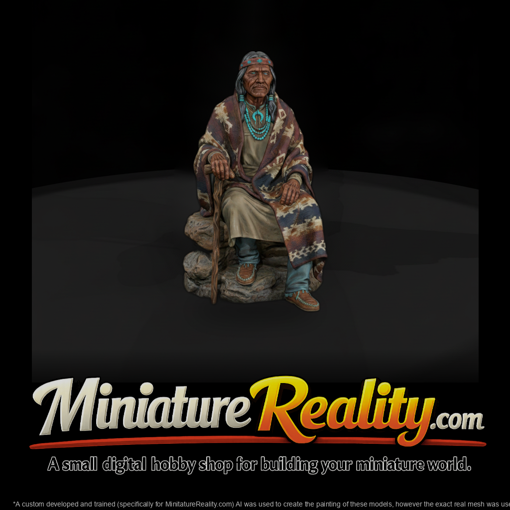 Navajo Elder Seated with Blanket