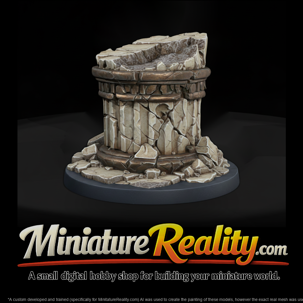 Broken Column Stump miniature, three-quarter view