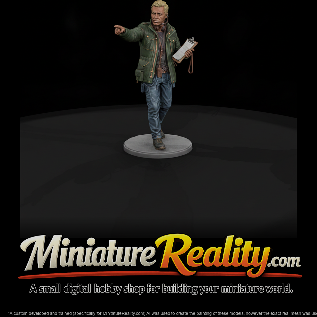 Event Manager Directing with Clipboard miniature, three-quarter view