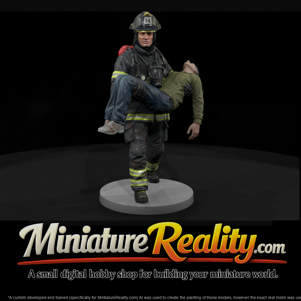 Firefighter Carrying Rescued Victim