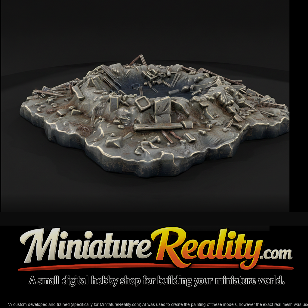 Shell Crater Terrain Base with Rubble