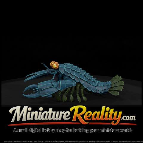 Fangscale Deep Terror Sea Monster miniature, three-quarter view