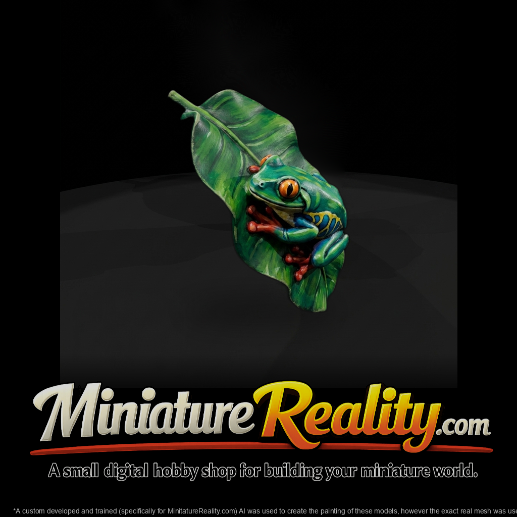 Stylized Tree Frog on Tropical Leaf