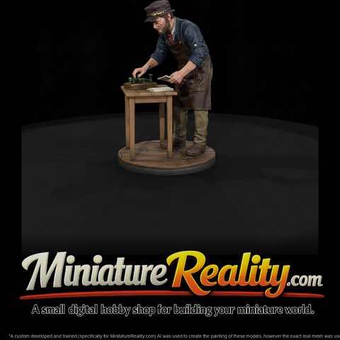 Old West Telegraph Clerk miniature, three-quarter view
