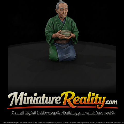 Edo Tea Master Figure, three-quarter view