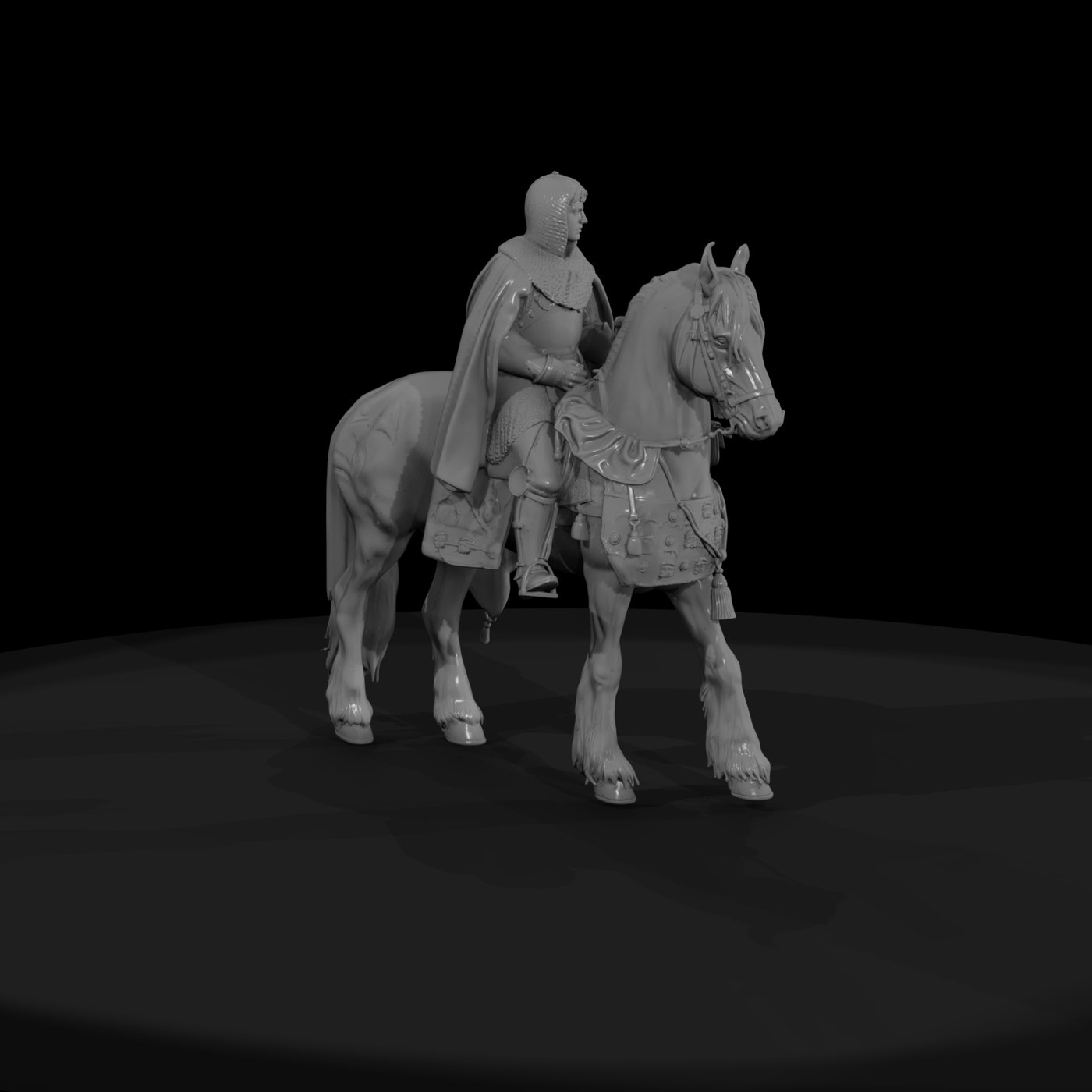 Mounted Medieval Knight on Horse