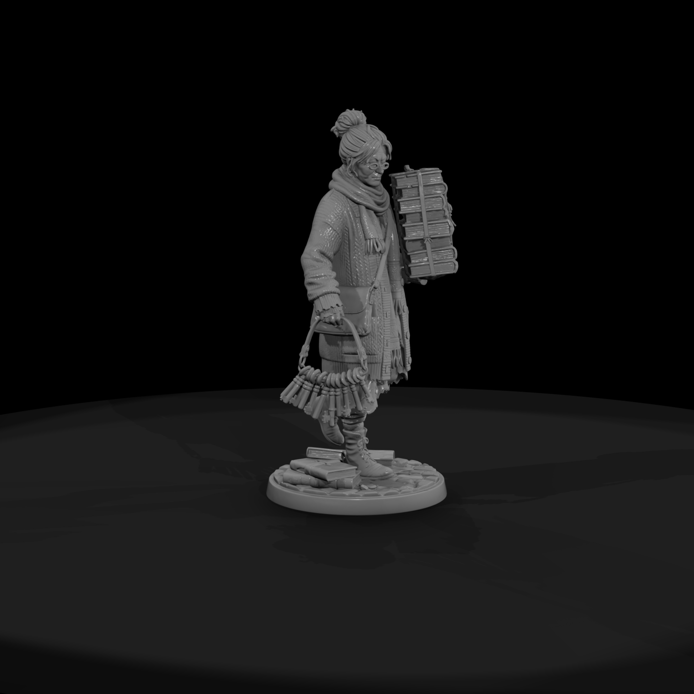 Wandering Librarian with Book Bundle