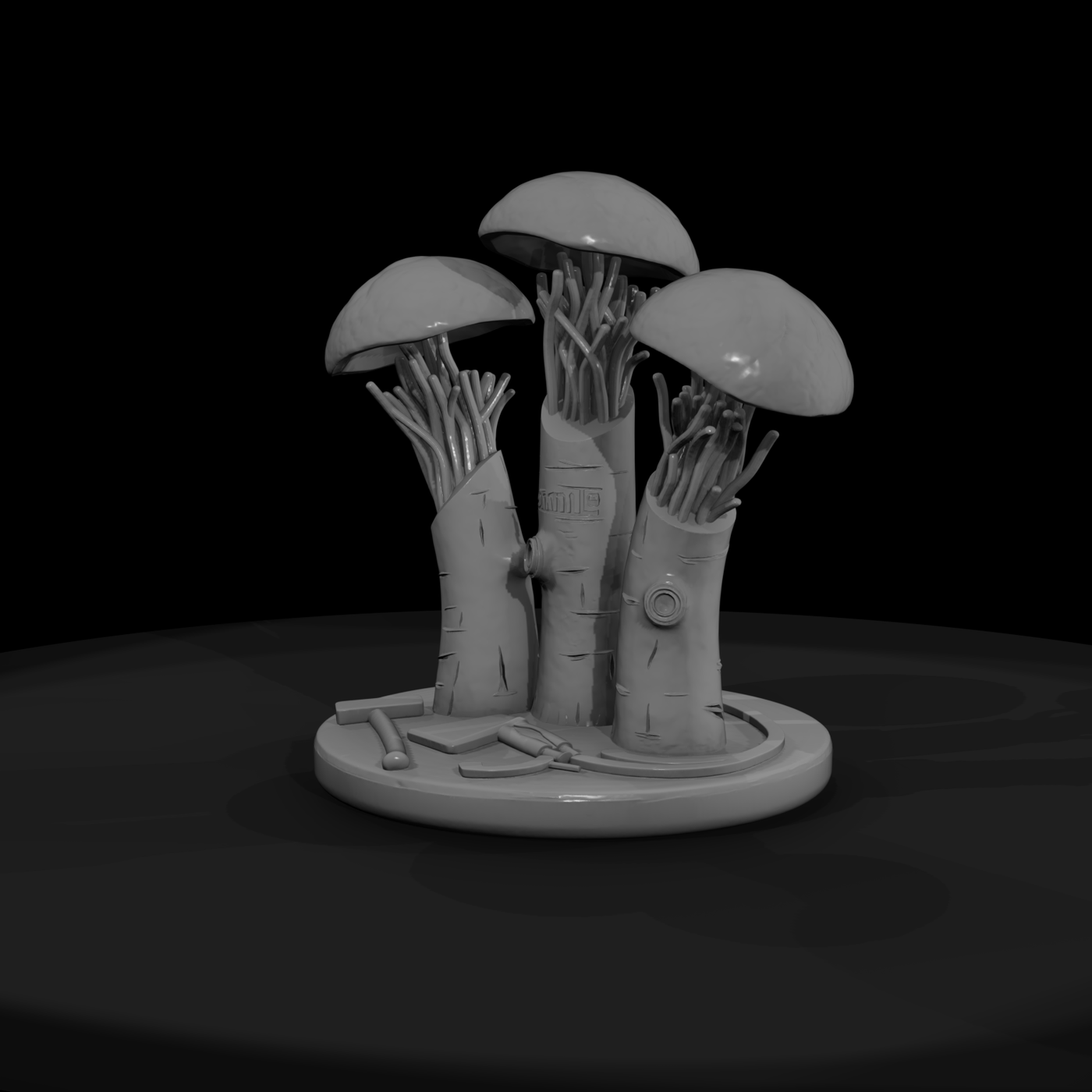 Stylized fantasy mushroom terrain base