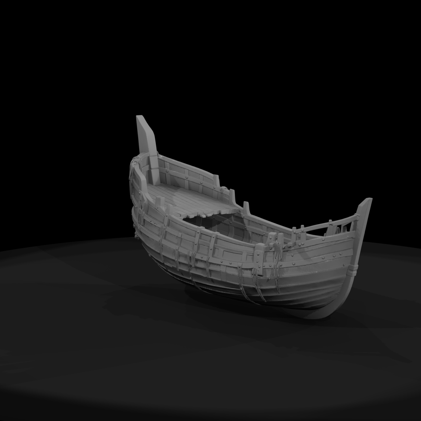 Weathered Medieval Ship Hull — Terrain Piece