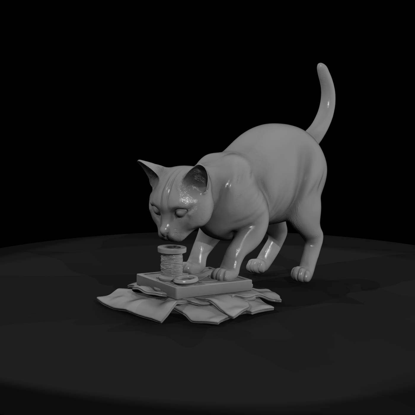 Stylized Cat Sewing