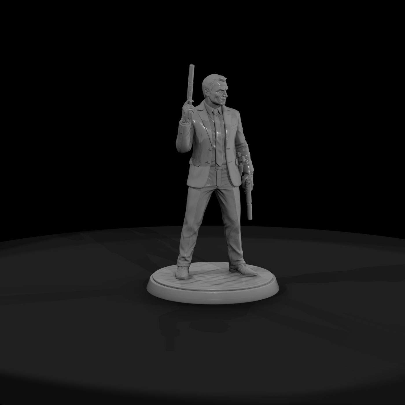 Suited Assassin with Pistols