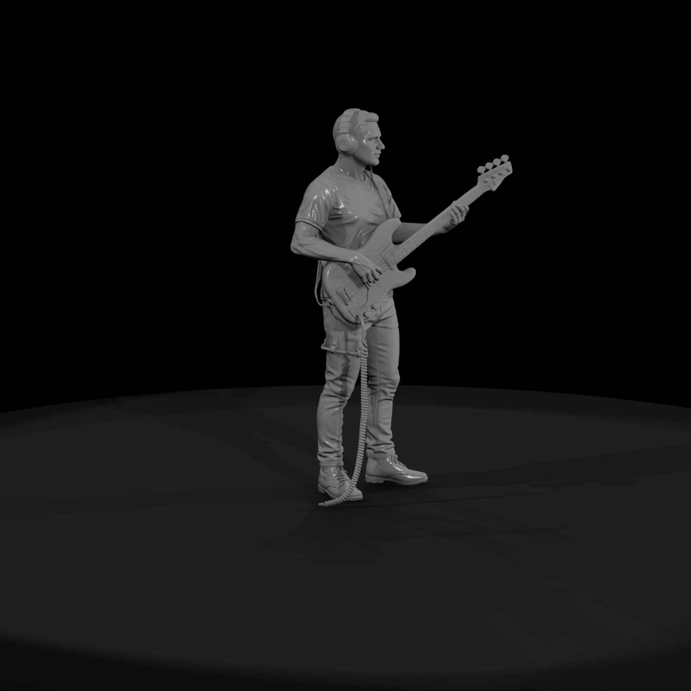Studio Session Bassist with Headphones