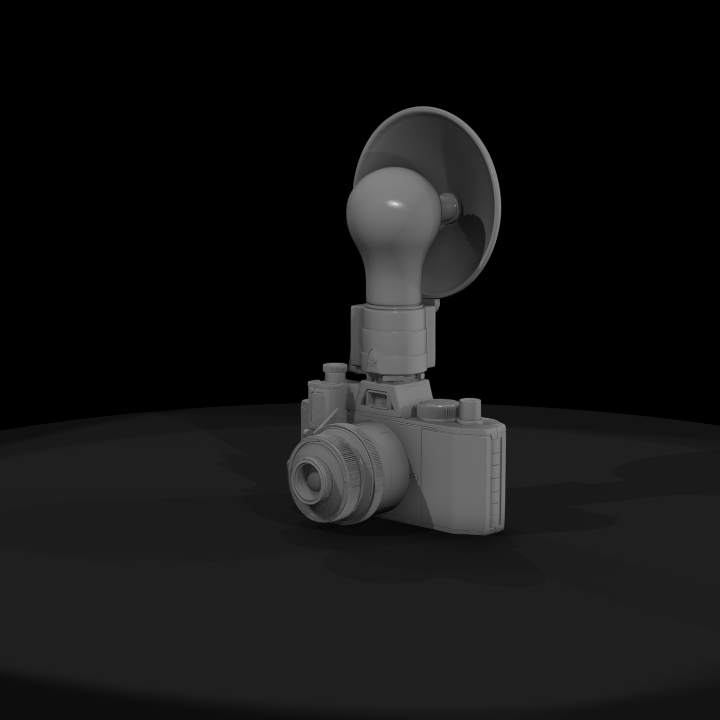 Vintage Camera with External Flash