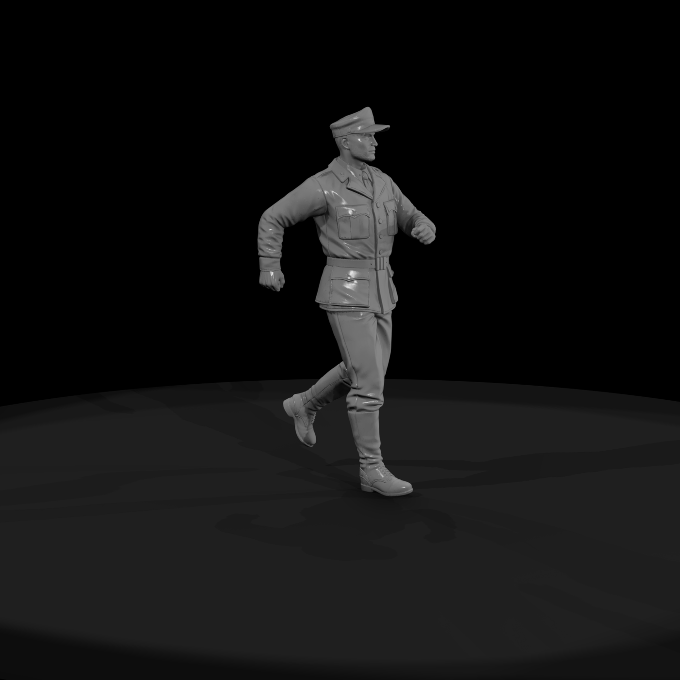 WWII Army Officer Walking